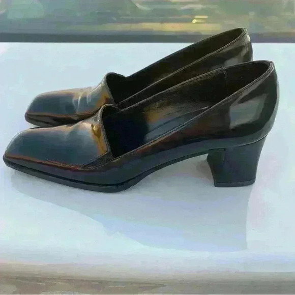 Sesto Meucci Classic Pumps Square Toe Black Leather Slip On Shoes Size 7N - Picture 4 of 7